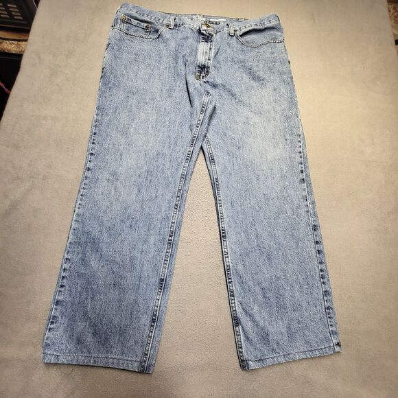 Urban Pipeline Jeans Mens 42x28 Blue Denim Regular Fit Straight Leg Distressed - Picture 1 of 10